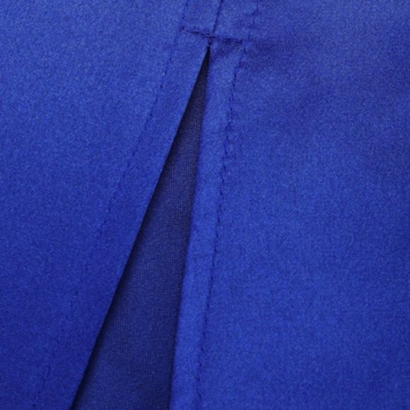 Chic Off Shoulder Boxy Pleated Split Thigh Prom Maxi Dress Blue - Picture 7 of 9